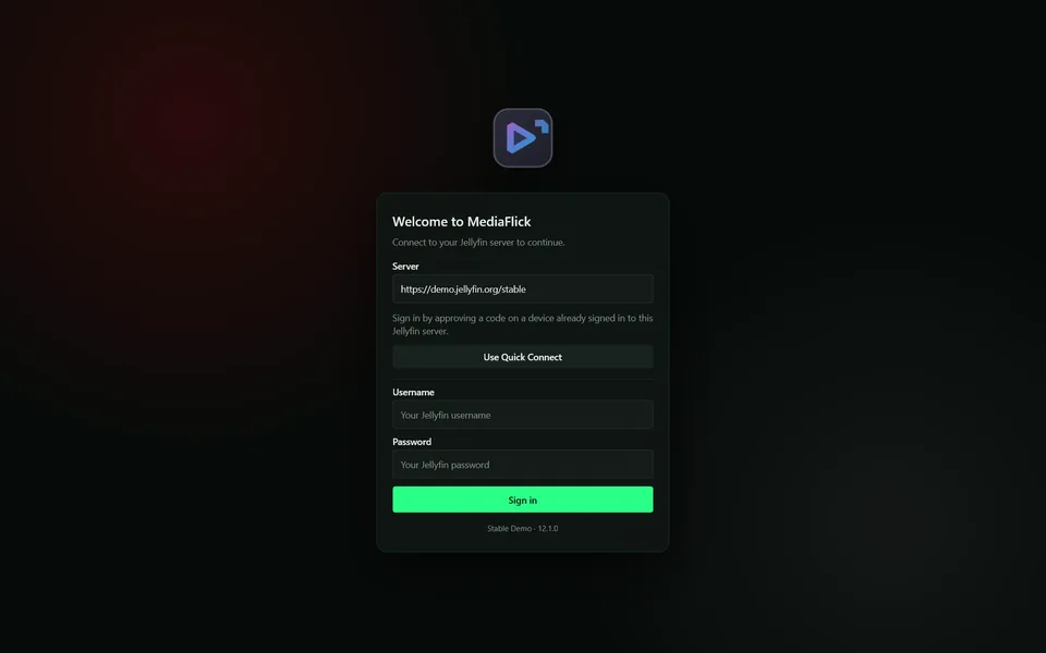 Sign-in screen with Quick Connect